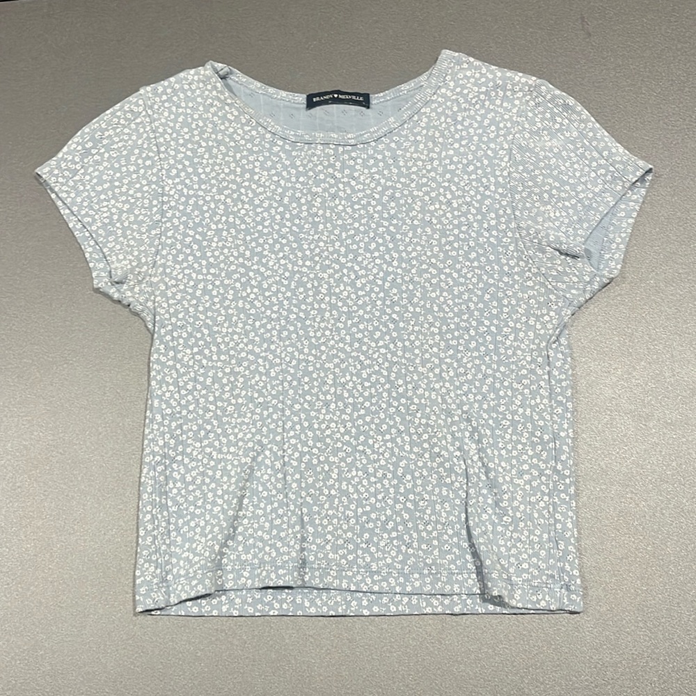 Blue Floral Cropped Tee